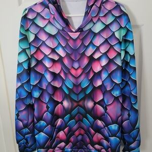 NEW Colorburst Mermaid Scale Hoodie - Pink Teal Purple Blue.